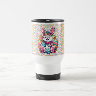 Cute, & colourful Hawaiian/tropical Easter bunny Travel Mug