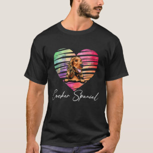 Cute Colourful Heart Cocker Spaniel Dog T-Shirt