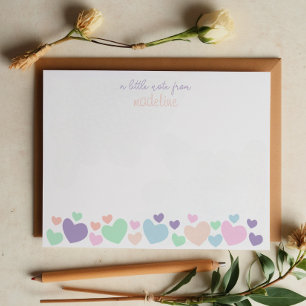 Cute Colourful Heart Girly Script Stationary Card