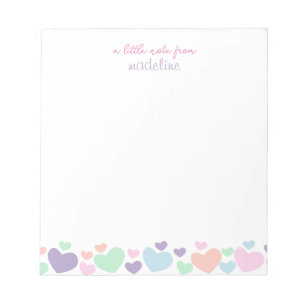 Cute Colourful Heart Girly Script Stationary Notepad