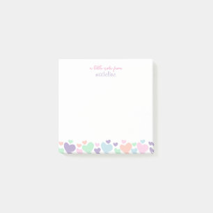 Cute Colourful Heart Girly Script Stationary Post-it Notes