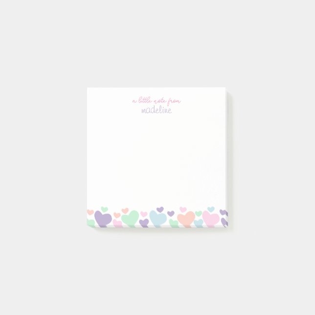 Cute Colourful Heart Girly Script Stationary Post-it Notes (Front)