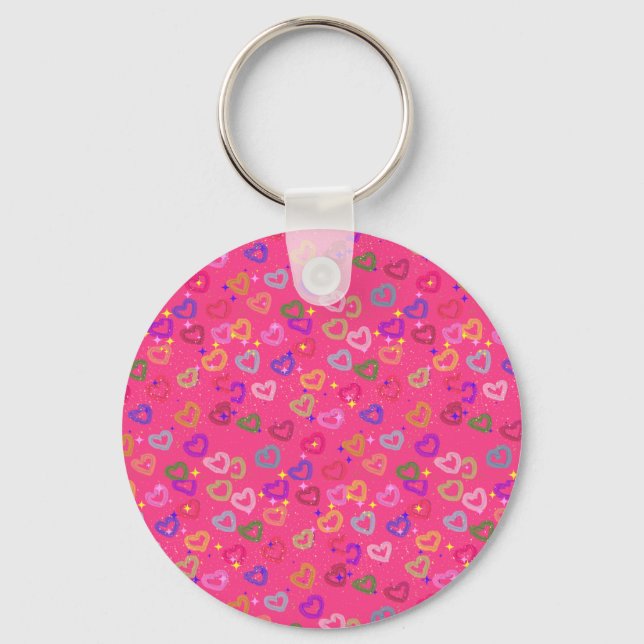 Cute Colourful Heart  Key Ring (Front)