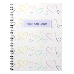 Cute Colourful Heart Kids Name Purple Notebook
