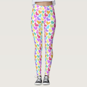 Cute Colourful Heart Pastel Valentine Love Monogra Leggings