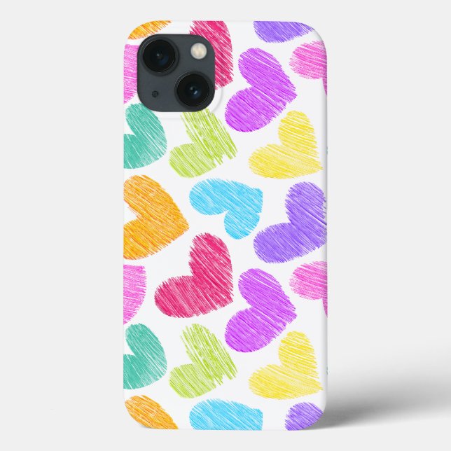 Cute Colourful Heart Pastel Valentine Love Pattern Case-Mate iPhone Case (Back)