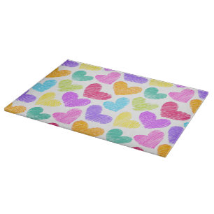 Cute Colourful Heart Pastel Valentine Love Pattern Cutting Board