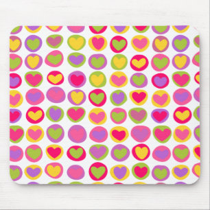 Cute Colourful Heart Pastel Valentine Love Pattern Mouse Mat