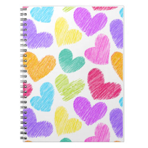 Cute Colourful Heart Pastel Valentine Love Pattern Notebook
