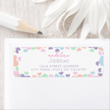 Cute Colourful Heart Purple Girly Script Address
