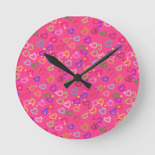 Cute Colourful Heart Round Clock
