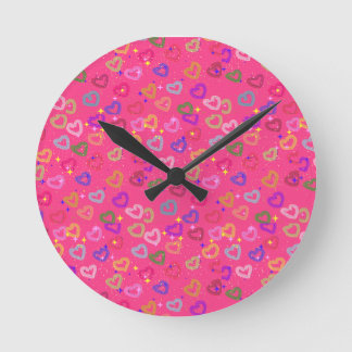 Cute Colourful Heart Round Clock