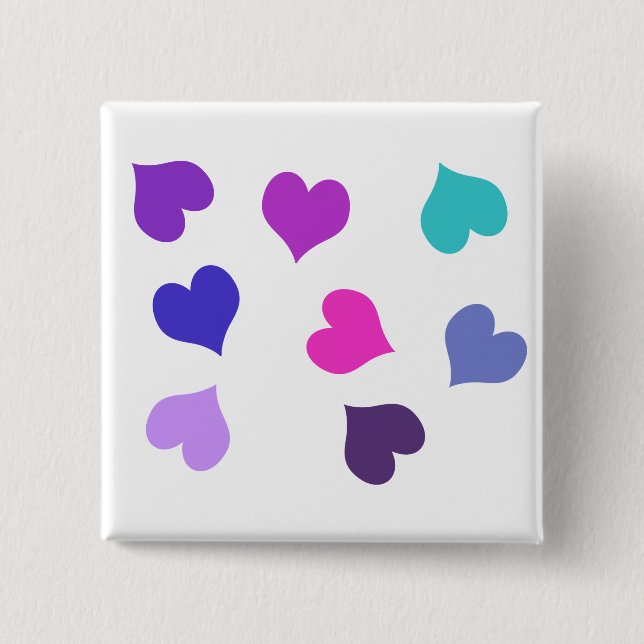 Cute colourful hearts 15 cm square badge (Front)