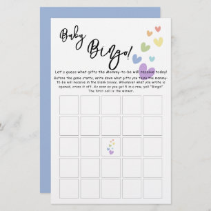 Cute & Colourful Hearts Baby Bingo Game Flyer