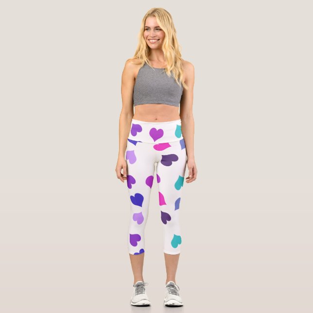 Cute colourful hearts capri leggings (Front)