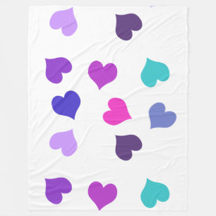 Cute colourful hearts fleece blanket