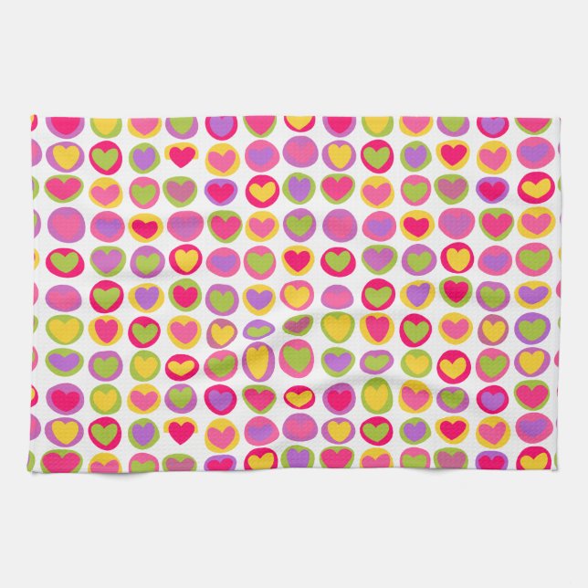 Cute colourful hearts Kitchen Towel (Horizontal)