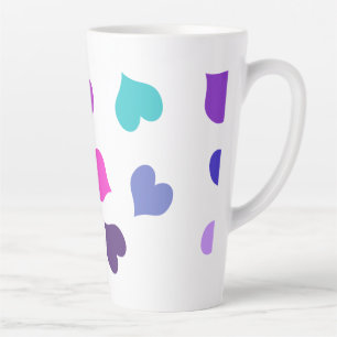 Cute colourful hearts latte mug
