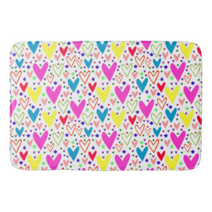 Cute colourful hearts pattern bath mat