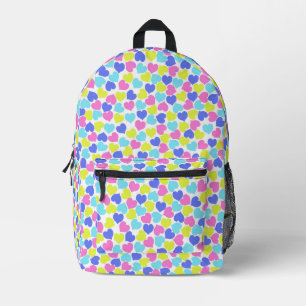 Cute Colourful Hearts Pattern Printed Backpack