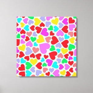 Cute colourful hearts patterns canvas print