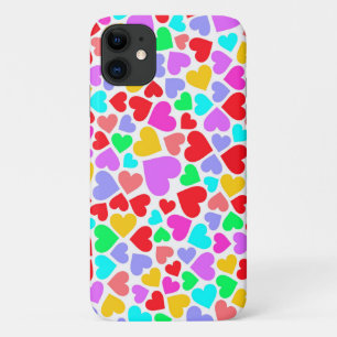 Cute colourful hearts patterns iPhone 11 case