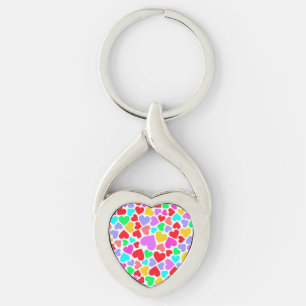 Cute colourful hearts patterns key ring