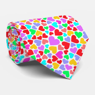 Cute colourful hearts patterns tie