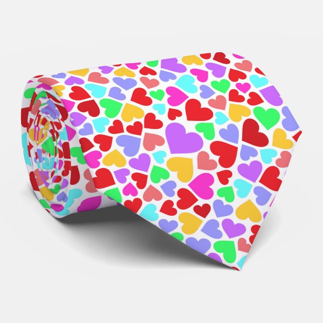Cute colourful hearts patterns tie (Rolled)