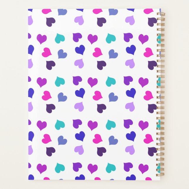 Cute colourful hearts planner (Back)