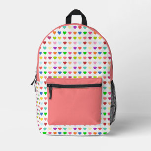 Cute Colourful Hearts Printed Backpack