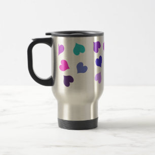 Cute colourful hearts travel mug