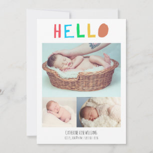 Cute Colourful Hello Baby Newborn Welcome Sweet Announcement