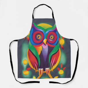 Cute Colourful Holographic Owl Apron