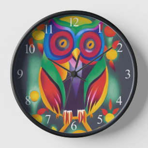 Cute Colourful Holographic Owl  Clock