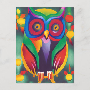 Cute Colourful Holographic Owl Postcard