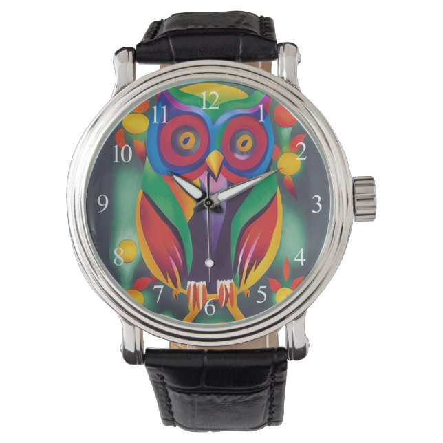 Cute Colourful Holographic Owl  Watch (Front)