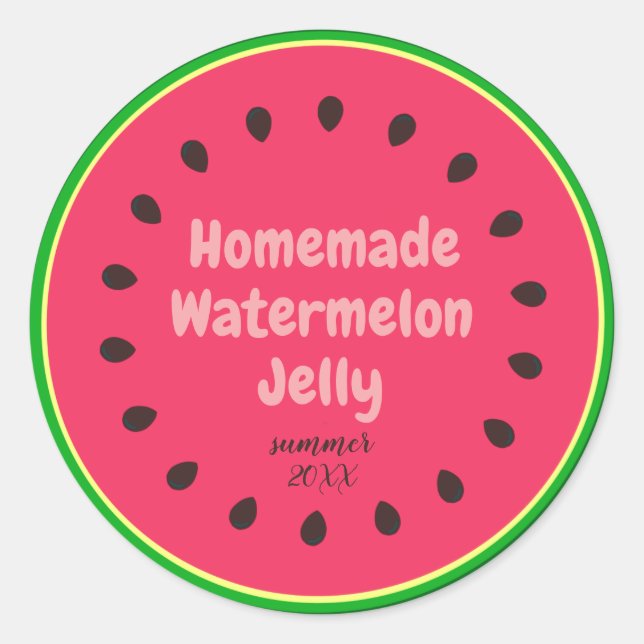 Cute Colourful Homemade Watermelon Jelly Jar Label (Front)