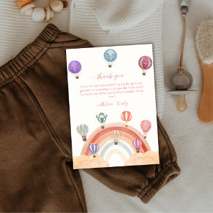 Cute Colourful Hot Air Balloon Rainbow Baby Shower Thank You Card