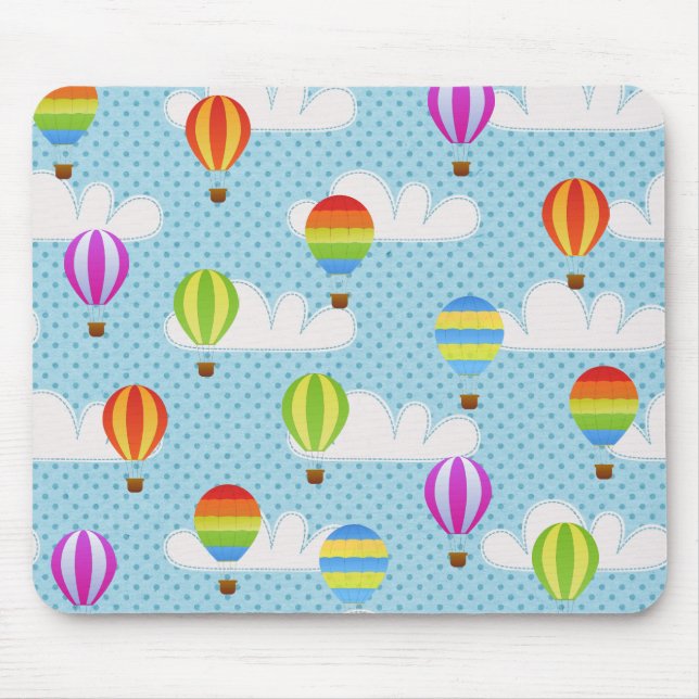 Cute Colourful Hot Air Balloons Pattern Mouse Mat (Front)