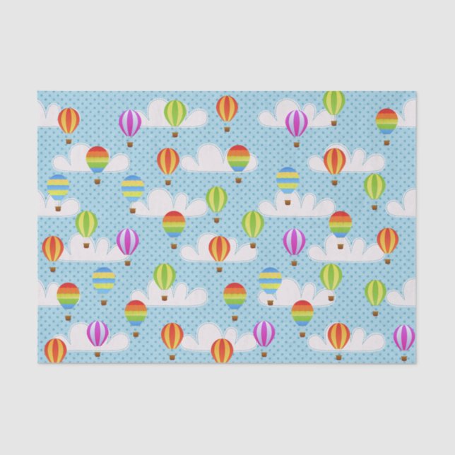 Cute Colourful Hot Air Balloons Pattern Tissue Paper (Front)