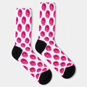Cute Colourful Hot Pink Daisies Floral Pattern Socks