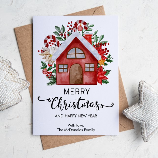 Cute Colourful House Merry Christmas Flat Holiday Card (Creator Uploaded)