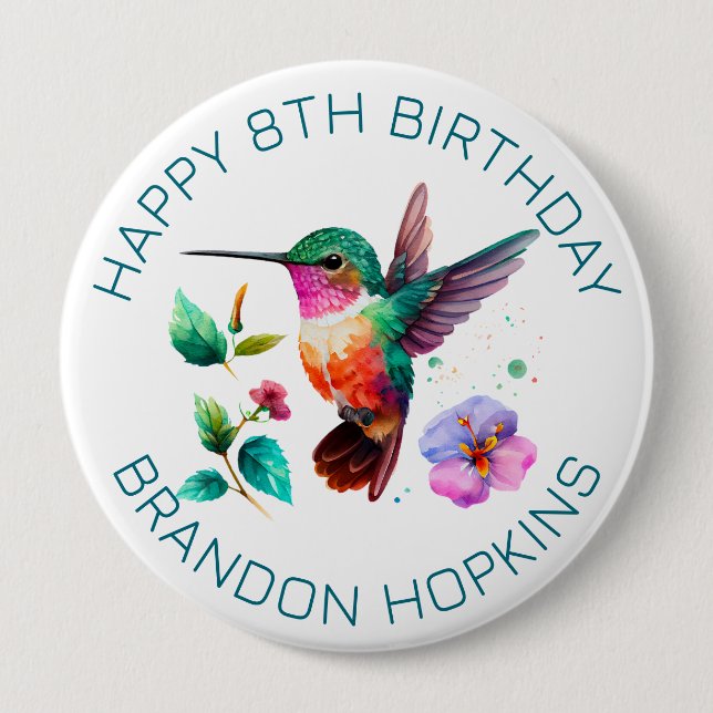 Cute Colourful Hummingbird and flowers 10 Cm Round Badge (Front)