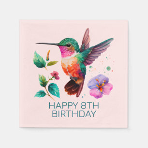 Cute Colourful Hummingbird and flowers Napkin