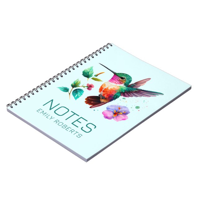 Cute Colourful Hummingbird and flowers Notebook (Left Side)