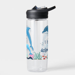 Cute & Colourful I Love Dolphins Quotes Name  Water Bottle