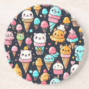 Cute colourful ice cream cones  coaster