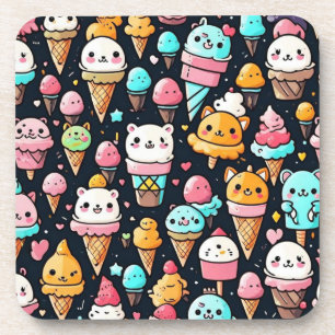 Cute colourful ice cream cones coaster