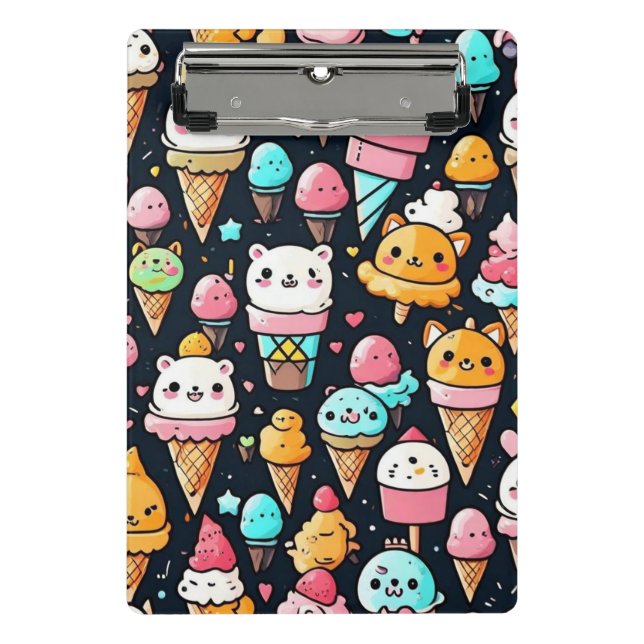 Cute colourful ice cream cones  mini clipboard (Front)